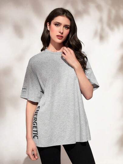 Mulvari 字母圖案落肩T恤