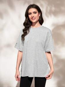 Mulvari 字母圖案落肩T恤 - 淺灰色 - 查看 3