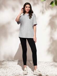 Mulvari 字母圖案落肩T恤 - 淺灰色 - 查看 4