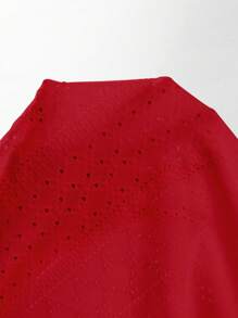 SHEIN Essnce 素色網眼刺繡背心上衣 - 紅色 - 查看 6
