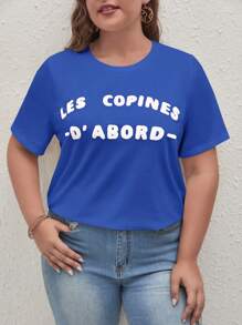SHEIN Frenchy Plus Letter Graphic Tee