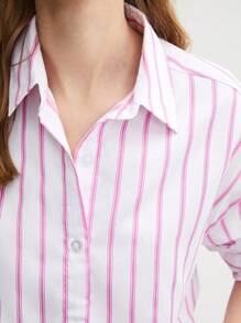 BizChic 條紋印花落肩袖襯衫工作服 - 彩色 - 查看 8