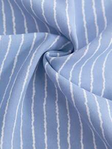 BizChic 條紋印花蝙蝠袖襯衫工作服 - 藍白色 - 查看 3