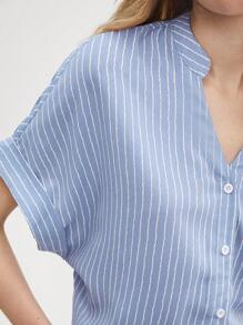 BizChic 條紋印花蝙蝠袖襯衫工作服 - 藍白色 - 查看 7