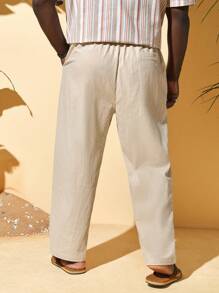 Manfinity VCAY Nam Quần Bông Chất rắn Eo dây rút - Màu be - Xem 2