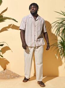 Manfinity VCAY Nam Quần Bông Chất rắn Eo dây rút - Màu be - Xem 3