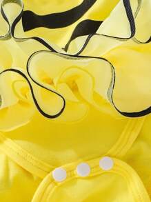 SHEIN Neonato Body righe tulle a contrasto con bordo a volant