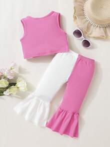 SHEIN Bộ đồ Em bé Viên lá sen Gân đan Khối Màu - Nhiều màu - Xem 2