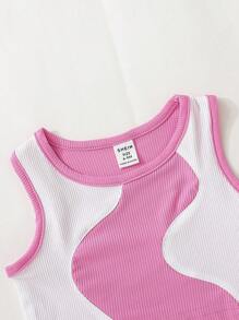 SHEIN Bộ đồ Em bé Viên lá sen Gân đan Khối Màu - Nhiều màu - Xem 3
