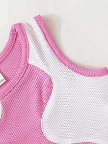 SHEIN Bộ đồ Em bé Viên lá sen Gân đan Khối Màu - Nhiều màu - Xem 4