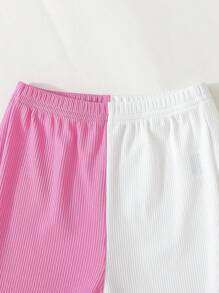 SHEIN Bộ đồ Em bé Viên lá sen Gân đan Khối Màu - Nhiều màu - Xem 7