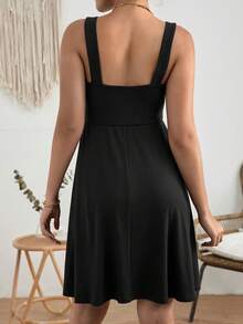 SHEIN Maternity Solid Cami Dress - Black - View 2