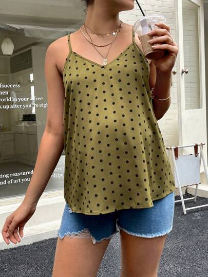 SHEIN 孕婦波點圖案吊帶上衣