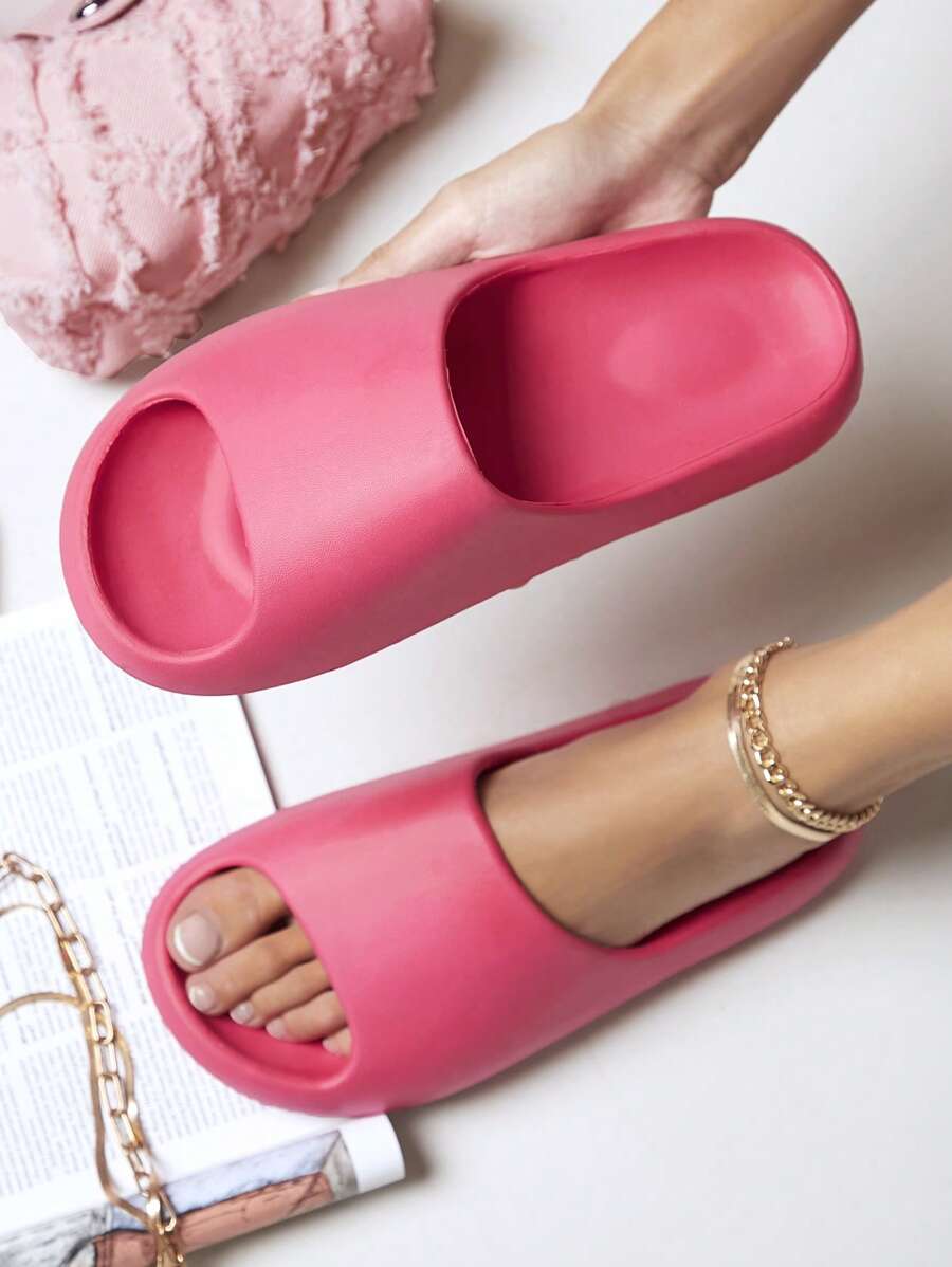 SHUZIA Thick Sole EVA Foam Slides - Hot Pink - View 1