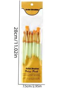 10 chiếc cọ vẽ hai tông màu, cọ vẽ sơn dầu đa năng chuyên nghiệp để vẽ chi tiết, tranh nghệ thuật trở lại trường học, trở lại trường học, đồ dùng học tập - màu xanh lá - Xem 2