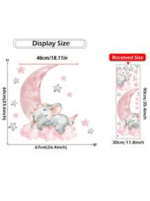 Pink Moon Stars Sleeping Elephant Wall Sticker - Multicolor - View 3