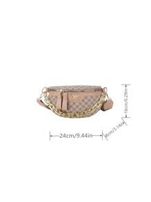 Dây kéo trang trí chuỗi Fanny Pack hoa văn hình học - Màu Khaki - Xem 2