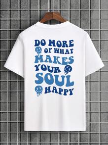 Manfinity Dauomo Men Slogan & Cartoon Graphic Tee - White - View 1