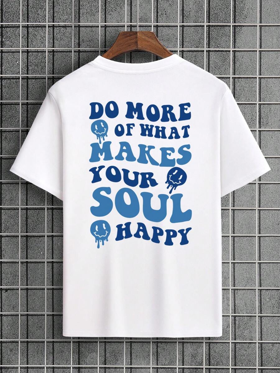 Manfinity Dauomo Men Slogan & Cartoon Graphic Tee - White - View 1
