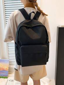 Balo cổ điển cỡ trung màu đen có dây đeo có thể điều chỉnh cho trường học, Túi sau màu đen dung tích lớn, thời trang, tiện dụng, chức năng chống trộm, có thể đựng điện thoại di động, máy tính bảng, iPad, ngăn đựng máy tính, dung tích lớn, thích hợp cho du lịch, du lịch, đi chơi, ngoài trời, trở lại trường, sinh viên cao đẳng thư viện, người trẻ, con gái, học sinh trung học phổ thông, di động, nhẹ, thích hợp cho nữ sinh trung học, hoàn hảo cho trở lại trường, đại học, trường trung học cơ sở, trường trung học phổ thông, ngày đầu tiên đi học - màu đen - Xem 7