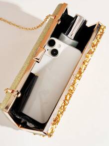 Túi xách Vincy Glitter Túi vuông nhỏ đính đá trang trí quyến rũ cho bữa tiệc, ví cô dâu hoàn hảo cho đám cưới, vũ hội & sự kiện tiệc tùng - Vàng - Xem 3