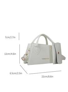 Dập nổi cá sấu Cái túi Trắng Tay cầm đôi Với ví coin - trắng - Xem 3