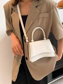 Mini Novelty Bag Crocodile Embossed White Flap For Daily - White - View 2