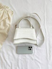 Mini Novelty Bag Crocodile Embossed White Flap For Daily - White - View 6