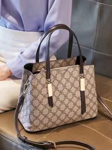 CORALDAISY 滿版圖案方包雙把手優雅辦公 - 彩色 - 查看 1