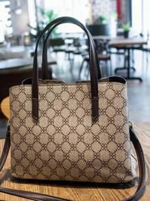 CORALDAISY 滿版圖案方包雙把手優雅辦公 - 彩色 - 查看 2