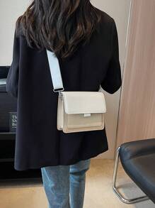 Mini Fashion Square Crossbody Bag, Wide Strap Colourblock Flap Shoulder Bag - Multicolor - View 6