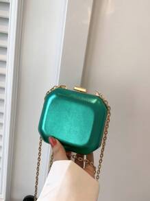 迷你盒型包綠色鏈條PU皮革 - 綠色 - 查看 4