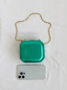 迷你盒型包綠色鏈條PU皮革 - 綠色 - 查看 8