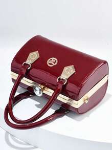 Túi Hộp Letter Decor 2 quai PU, Thanh Lịch Cho Văn Phòng & Nơi Làm Việc - Màu Đỏ Sâu - Xem 5