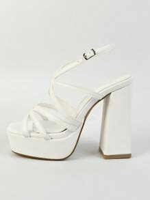 Xăng đan trắng thanh lịch cho nữ, Xăng đan quai hậu đế xuồng có chi tiết đường khâu - trắng - Xem 3