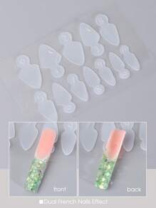 FULL BEAUTY French Dual Nail Form, 1sheet Silicone French Line Guides False Tip For Extension Nail Mold,Nail Supplies,Nail Tools,Nail Art Tools,Back To School,Nails,Nail Tools For Press On Nails - Clear - View 2