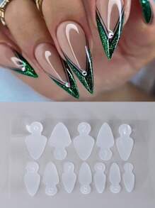 FULL BEAUTY French Dual Nail Form, 1sheet Silicone French Line Guides False Tip For Extension Nail Mold,Nail Supplies,Nail Tools,Nail Art Tools,Back To School,Nails,Nail Tools For Press On Nails - Clear - View 7