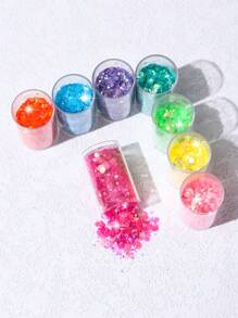 春夏高光澤閃光美甲裝飾混色閃光亮片 Diy 美甲飾品耐用溶劑滴膠 - 彩色 - 查看 3