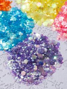 春夏高光澤閃光美甲裝飾混色閃光亮片 Diy 美甲飾品耐用溶劑滴膠 - 彩色 - 查看 5