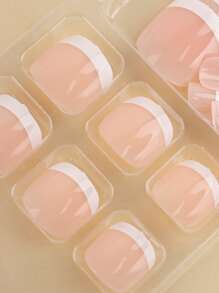 Nâng cấp ngay lập tức diện mạo của bạn với Bộ móng chân giả 24 chiếc hình vuông ngắn kiểu Pháp - Nhiều màu - Xem 4