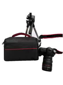 Contrast Piping Túi kỹ thuật số Túi đựng máy ảnh có tay cầm phía trên Màu đen Hộp đựng máy ảnh Tương thích với Sony Phụ kiện máy ảnh và ống kính Canon Nikon Tripod Essentials College Dorm Essentials - màu đen - Xem 1