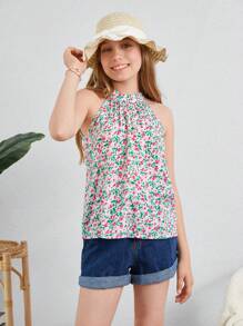 Girls Ditsy Floral Halter Neck Blouse - Multicolor - View 4