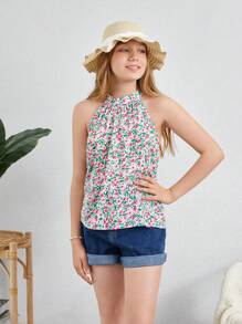 Girls Ditsy Floral Halter Neck Blouse - Multicolor - View 5
