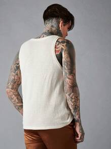 Manfinity NXTstreet Men Solid Waffle Knit Tank Top - Beige - View 2