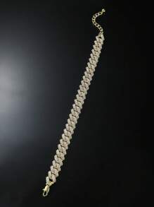 1pc Glamorous Zinc Alloy Rhinestone Decor Anklet For Men For Gift, For Jewelry Gift And Party - Yellow Gold - View 3