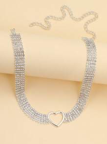 1 Dây Chuyền Choker Trái Tim Đính Đá Quyến Rũ Dành Cho Nữ Dự Tiệc - Bạc - Xem 4