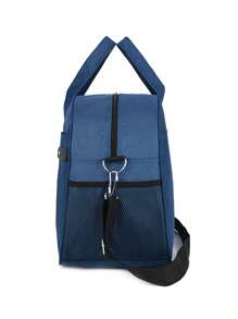 撞色旅行包雙把手時尚風格 - 藍色 - 查看 5