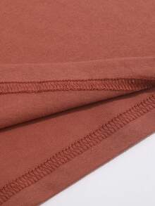 SHEIN LUNE Áo thun nữ Hoạt hình Giải trí - Gỗ đỏ - Xem 5