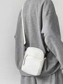 迷你方包 纯色 男士休闲包 斜挎包 运动包 高中 大学生 旅行 学院 男士斜挎包 男士包 斜挎包 单肩包 侧包 返校 学生 学校用品 秋季邮差包 男士包 圆筒包 复古款 万圣节 圣诞节 - 白色 - 查看 2