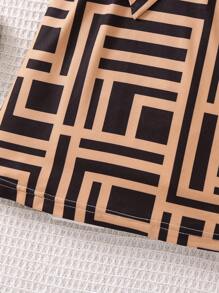 SHEIN Đầm bé gái Bất đối xứng Cắt ra Hình học Giải trí - Nhiều màu - Xem 3